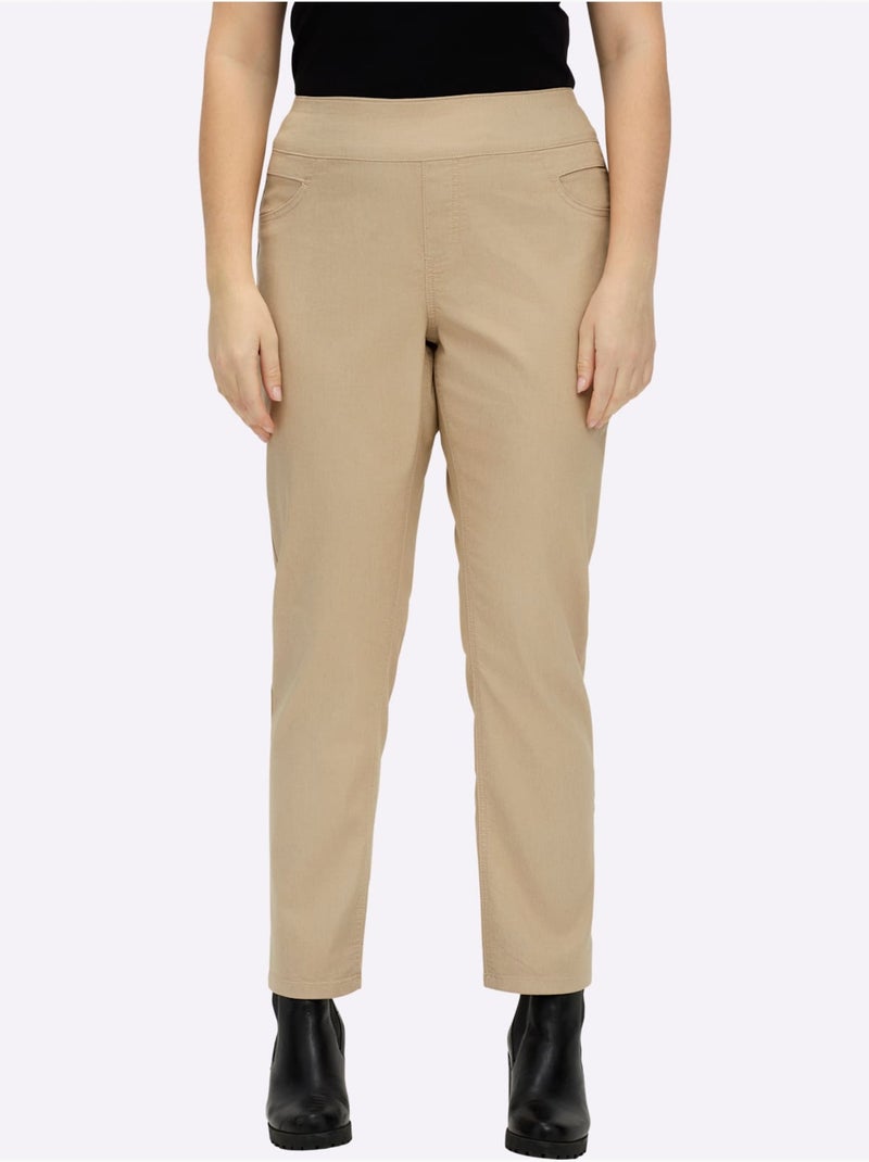 Pantalon à ceinture élastique avec fausses poches devant et derrière - Taille standard - Witt Sable - Kiabi