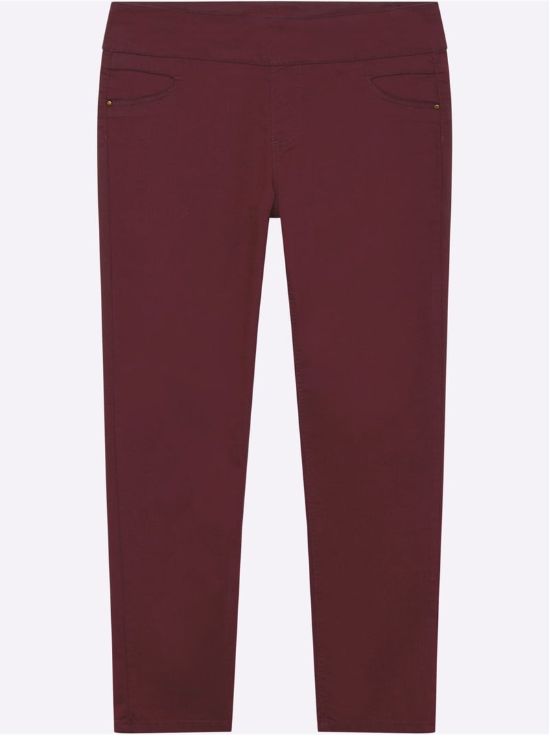 Pantalon à ceinture élastique avec fausses poches et confort optimal - Taille extra courte - Witt Bordeaux - Kiabi