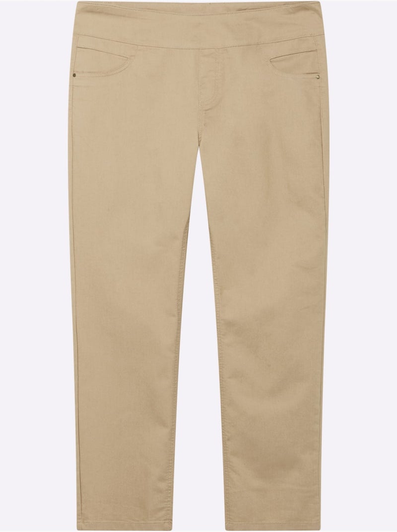 Pantalon à ceinture élastique avec fausses poches et coupe ajustée - Taille extra courte - Witt Sable - Kiabi