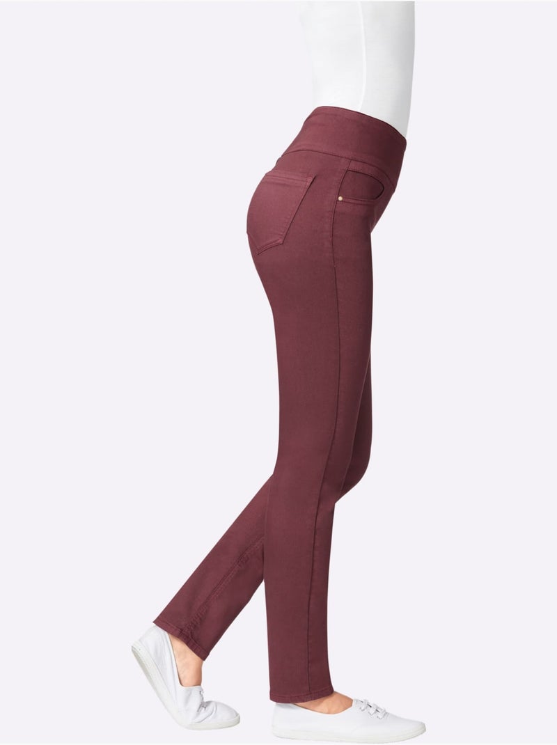 Pantalon à ceinture élastique avec fausses poches et coupe ajustée - Taille standard - Witt Bordeaux - Kiabi