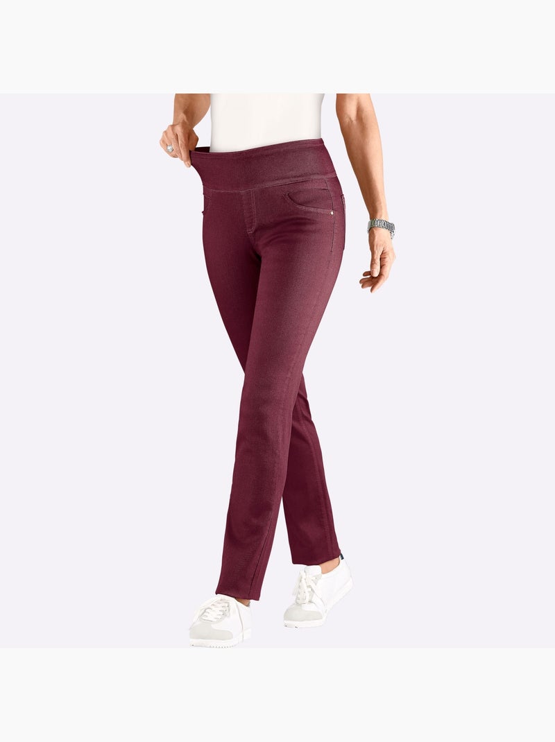 Pantalon à ceinture élastique avec fausses poches et coupe ajustée - taille standard - witt Bordeaux - Kiabi