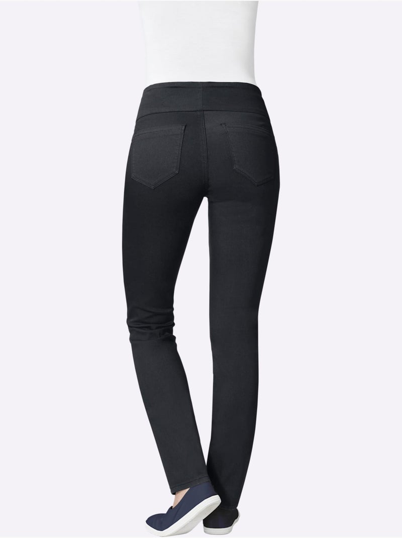 Pantalon à ceinture élastique avec fausses poches et style confortable - Taille courte - Witt Bleu marine - Kiabi
