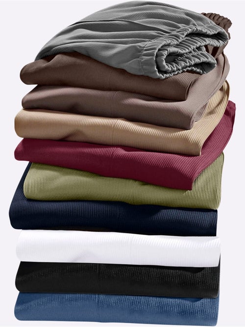 Pantalon à ceinture élastique avec nervures et structure côtelée - Taille courte - Moda Vilona - Kiabi