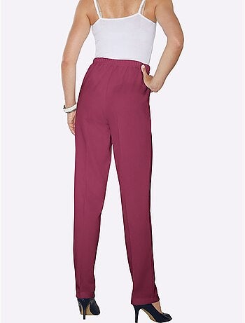 Pantalon à ceinture élastique avec structure côtelée et nervures - Taille standard - Moda Vilona