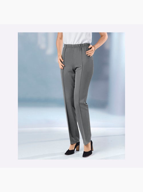 Pantalon à ceinture élastique avec plis et nervures - Taille courte - Moda Vilona - Kiabi