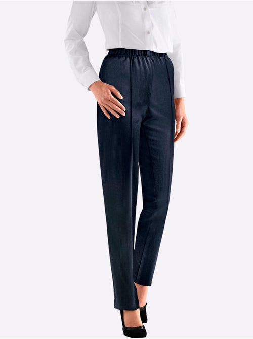 Pantalon à ceinture élastique avec plis et structure côtelée - Taille extra courte - Moda Vilona - Kiabi