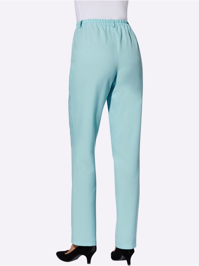 Pantalon à ceinture élastique avec poches et plis affinés - Taille courte - Moda Vilona Menthe - Kiabi