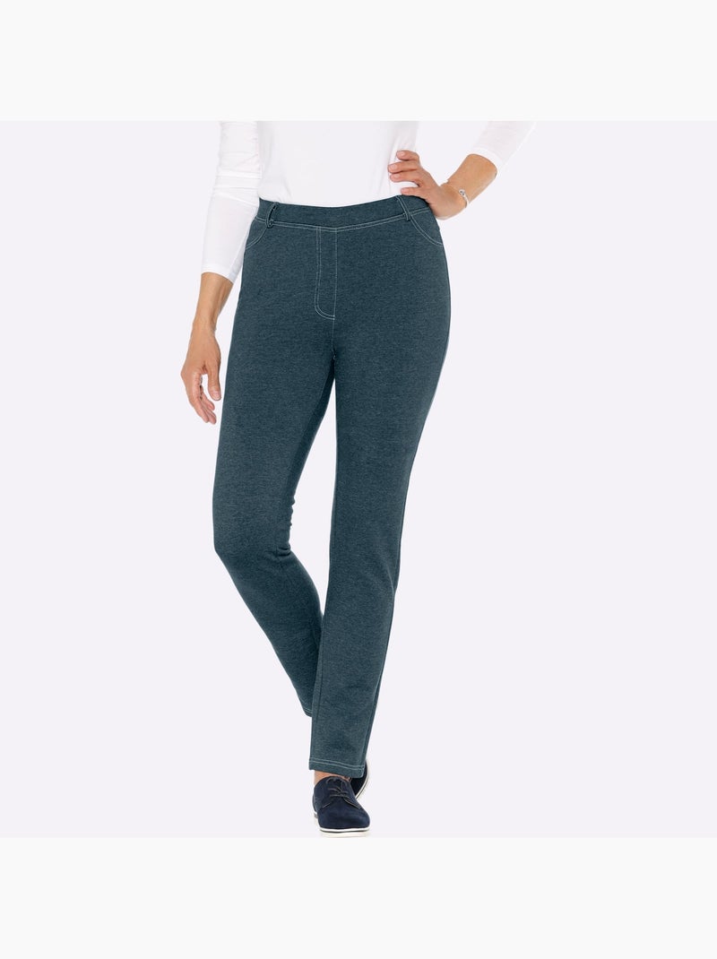 Pantalon à ceinture élastique avec poches plaquées et empiècements - taille standard - moda vilona Bleu pétrole - Kiabi