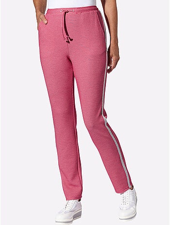 Pantalon à ceinture élastique avec rayures brillantes et poches - Taille standard - Moda Vilona