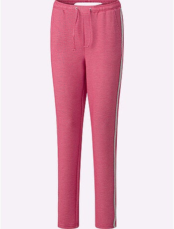 Pantalon à ceinture élastique avec rayures brillantes et poches - Taille standard - Moda Vilona