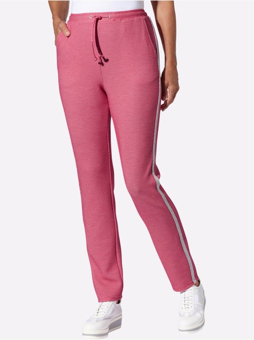 Pantalon à ceinture élastique avec rayures brillantes et poches - Taille standard - Moda Vilona - Kiabi