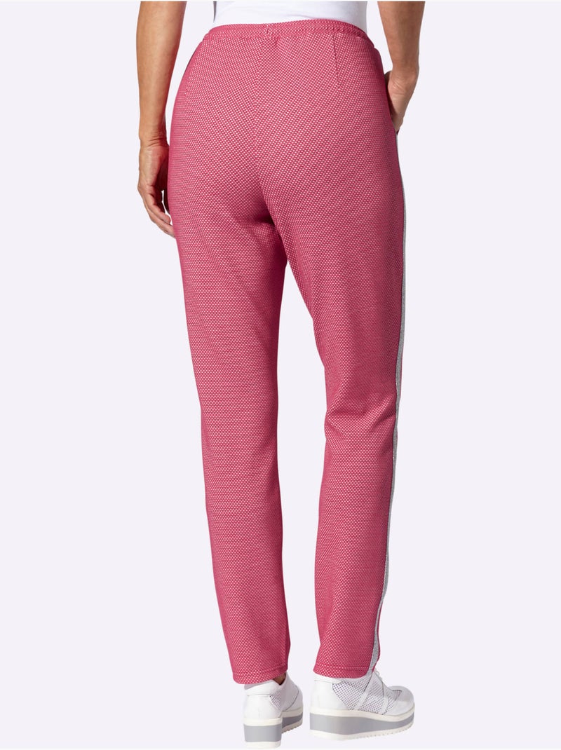 Pantalon à ceinture élastique avec rayures brillantes et poches - Taille standard - Moda Vilona Rose fushia - Kiabi