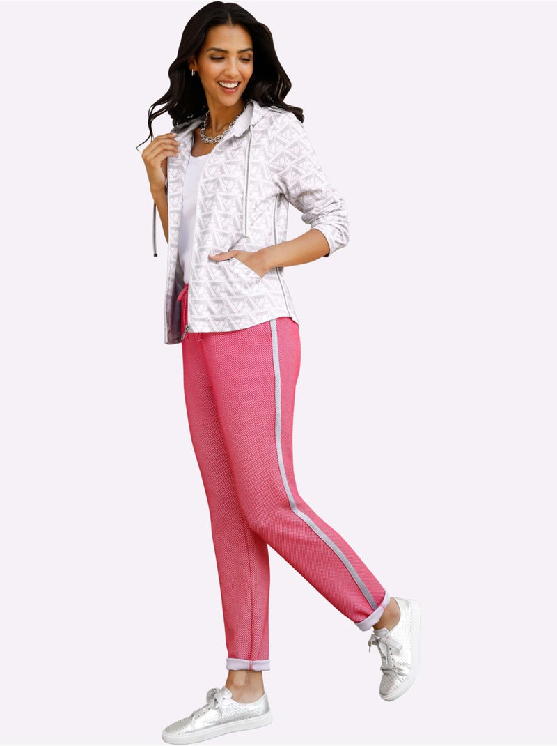 Pantalon à ceinture élastique avec rayures brillantes et poches - Taille standard - Moda Vilona Rose fushia - Kiabi