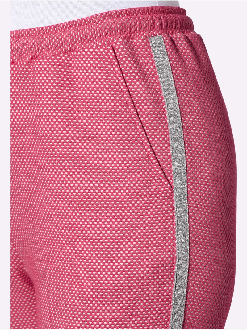 Pantalon à ceinture élastique avec rayures brillantes et poches - Taille standard - Moda Vilona Rose fushia - Kiabi