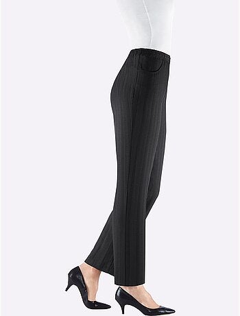 Pantalon à ceinture élastique avec rayures discrètes et léger - Taille standard - Moda Vilona