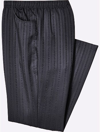 Pantalon à ceinture élastique avec rayures discrètes et léger - Taille standard - Moda Vilona