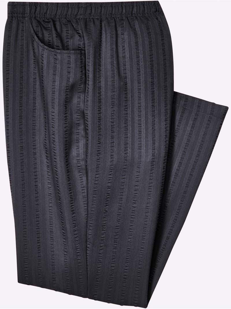 Pantalon à ceinture élastique avec rayures discrètes et léger - Taille standard - Moda Vilona Noir - Kiabi