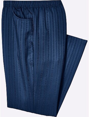 Pantalon à ceinture élastique avec rayures discrètes et léger - Taille standard - Moda Vilona