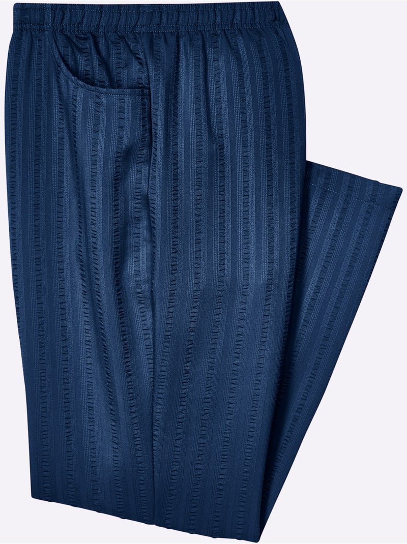 Pantalon à ceinture élastique avec rayures discrètes légères - Taille standard - Moda Vilona Bleu marine - Kiabi
