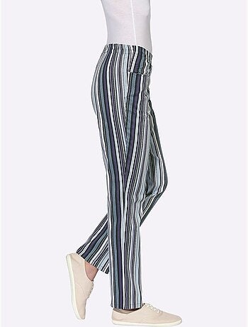 Pantalon à ceinture élastique avec 2 poches et rayures - Taille courte - Witt