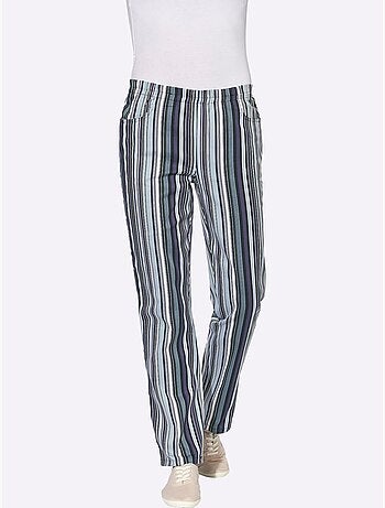 Pantalon à ceinture élastique avec 2 poches et rayures - Taille courte - Witt
