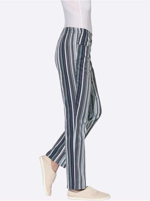 Pantalon à ceinture élastique avec rayures et 2 poches - Taille courte - Witt - Kiabi