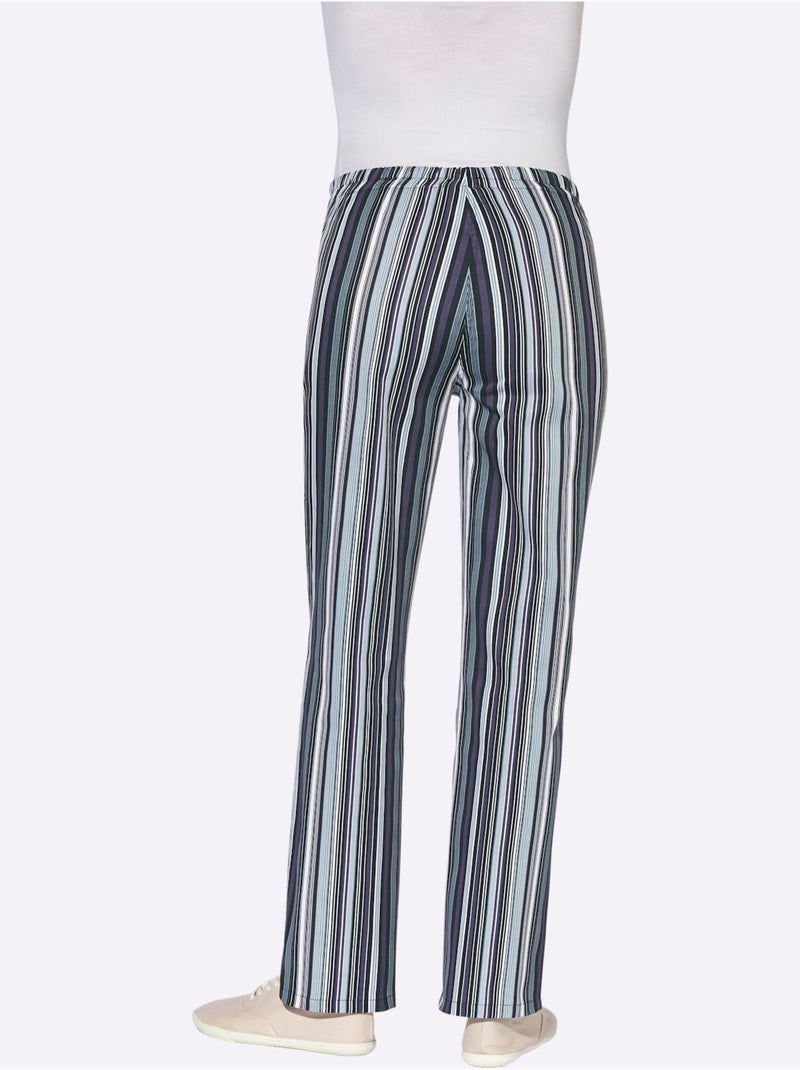 Pantalon à ceinture élastique avec rayures et 2 poches - Taille courte - Witt Noir Multicolore Noir - Kiabi