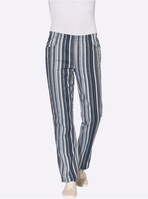Pantalon à ceinture élastique avec rayures et 2 poches - Taille courte - Witt - Kiabi