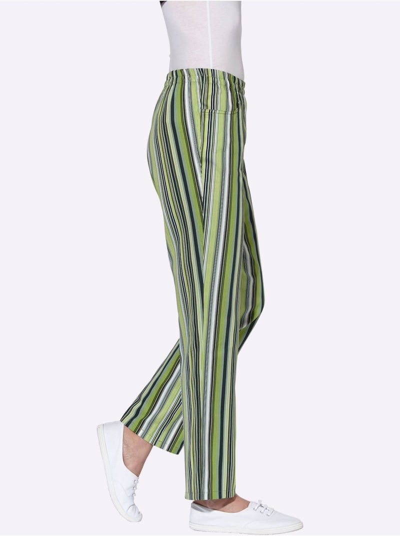 Pantalon à ceinture élastique avec rayures et 2 poches - Taille standard - Witt Vert - Kiabi