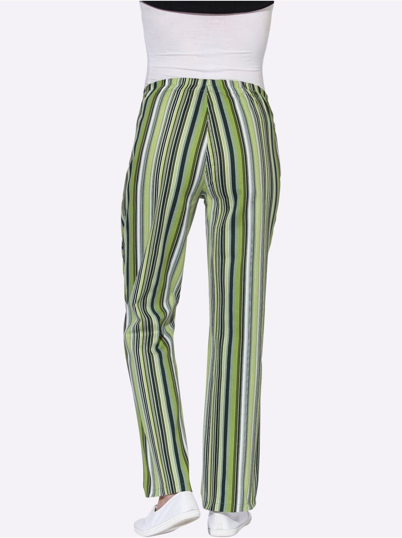 Pantalon à ceinture élastique avec rayures et 2 poches - Taille standard - Witt Vert - Kiabi