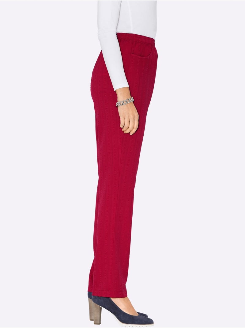 Pantalon à ceinture élastique avec rayures structurées légères - Taille standard - Moda Vilona Rouge - Kiabi