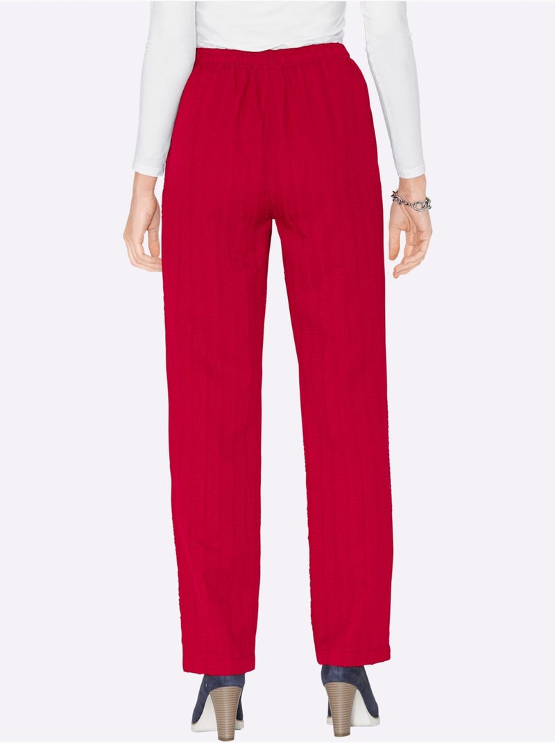 Pantalon à ceinture élastique avec rayures structurées légères - Taille standard - Moda Vilona Rouge - Kiabi