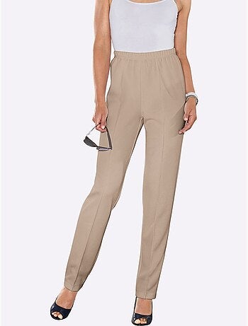 Pantalon à ceinture élastique avec nervures et structure côtelée - Taille courte - Moda Vilona