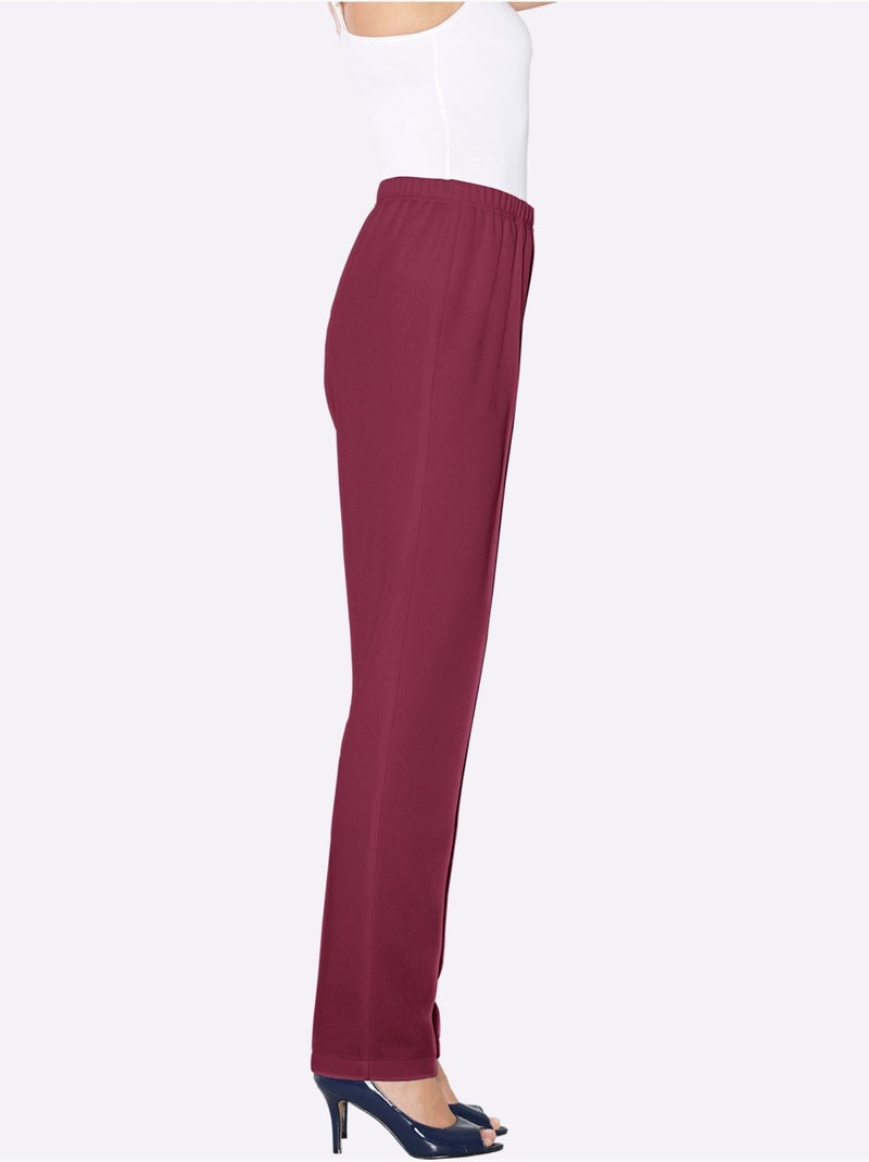 Pantalon à ceinture élastique avec structure côtelée et nervures - Taille courte - Moda Vilona Bordeaux - Kiabi
