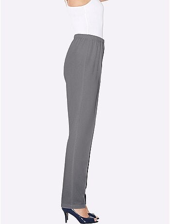 Pantalon à ceinture élastique avec structure côtelée et nervures - Taille extra courte - Moda Vilona