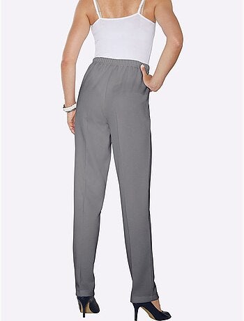 Pantalon à ceinture élastique avec structure côtelée et nervures - Taille extra courte - Moda Vilona