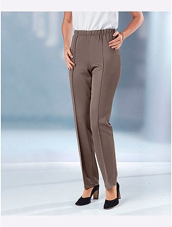 Pantalon à ceinture élastique avec structure côtelée et nervures - Taille extra courte - Moda Vilona