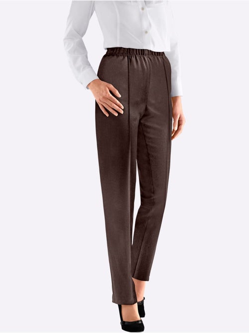 Pantalon à ceinture élastique avec structure côtelée et nervures - Taille standard - Moda Vilona - Kiabi