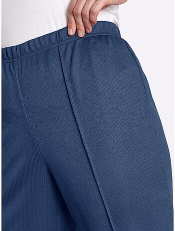 Pantalon à ceinture élastique avec structure côtelée et nervures - taille extra courte - moda vilona