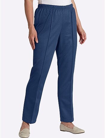 Pantalon à ceinture élastique avec structure côtelée et nervures - taille extra courte - moda vilona
