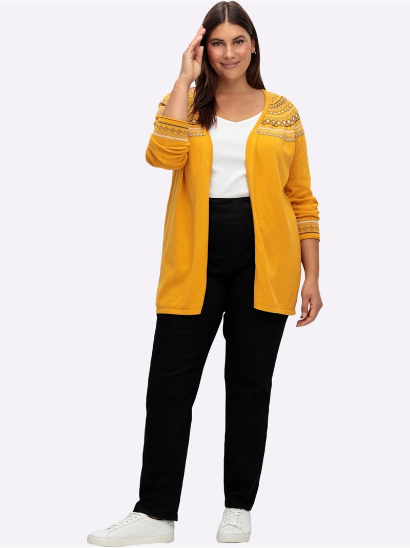Pantalon à ceinture élastique haute avec poches avant et arrière - Taille extra courte - Witt Noir - Kiabi