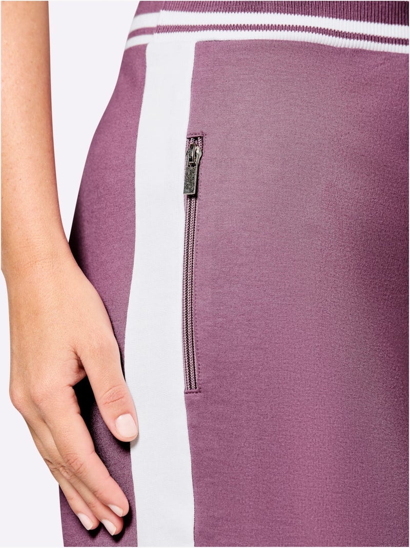 Pantalon à ceinture élastique matière sweat - taille courte - witt Blanc Violet - Kiabi