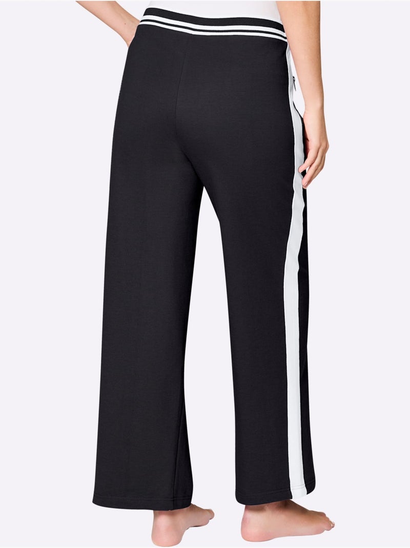 Pantalon à ceinture élastique matière sweat - taille courte - witt Noir Blanc - Kiabi