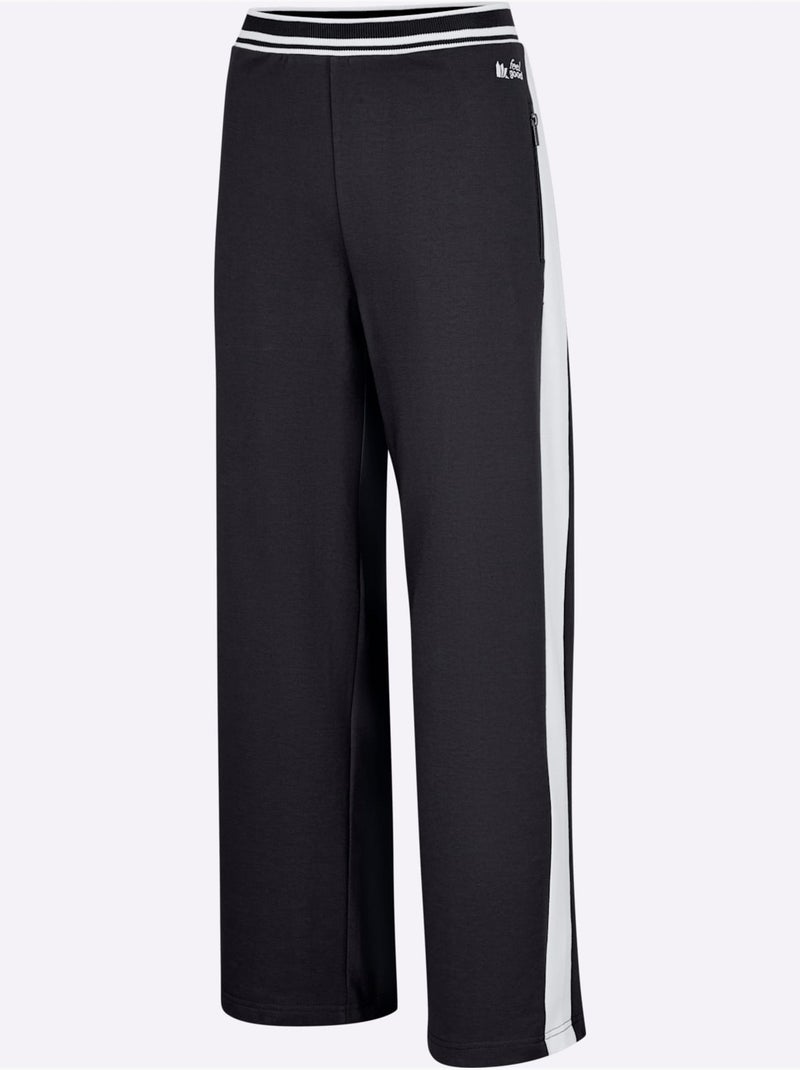 Pantalon à ceinture élastique matière sweat - taille courte - witt Noir Blanc - Kiabi