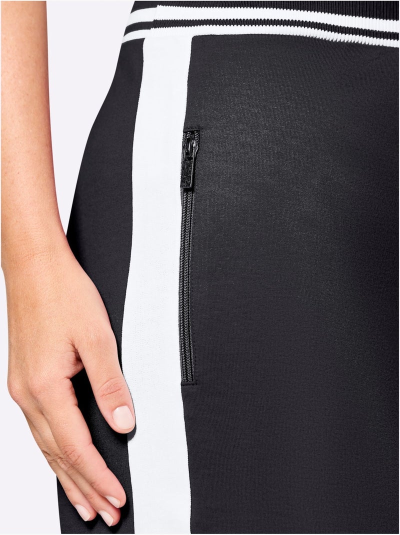 Pantalon à ceinture élastique matière sweat - taille courte - witt Noir Blanc - Kiabi