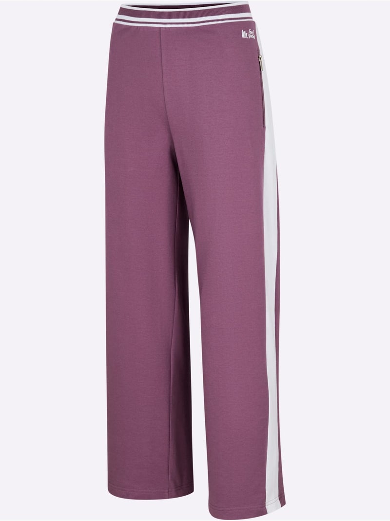 Pantalon à ceinture élastique matière sweat - taille standard - witt Blanc Violet - Kiabi