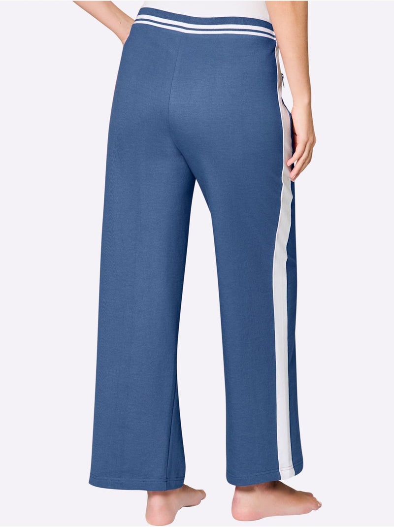 Pantalon à ceinture élastique matière sweat - taille standard - witt Bleu Blanc - Kiabi