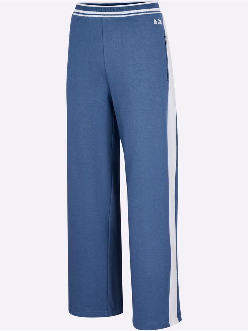 Pantalon à ceinture élastique matière sweat - taille standard - witt Bleu Blanc - Kiabi