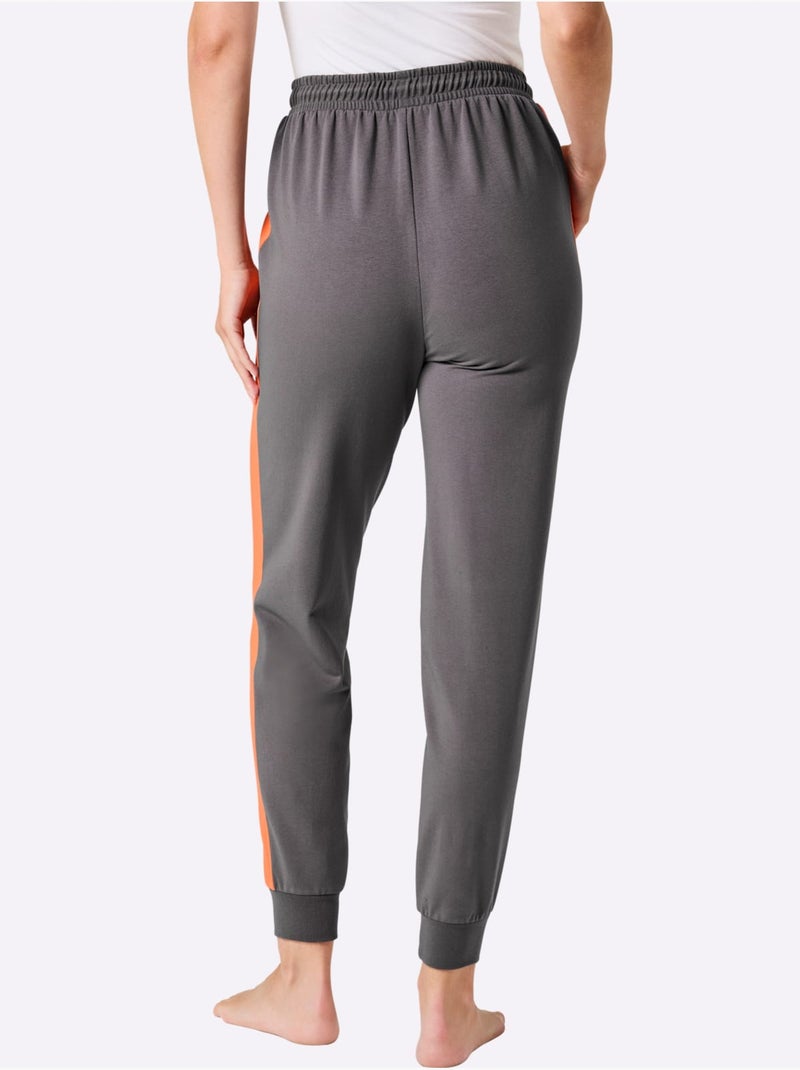 Pantalon à Ceinture élastique Matière Sweat - Taille Standard - Witt Gris Orange - Kiabi