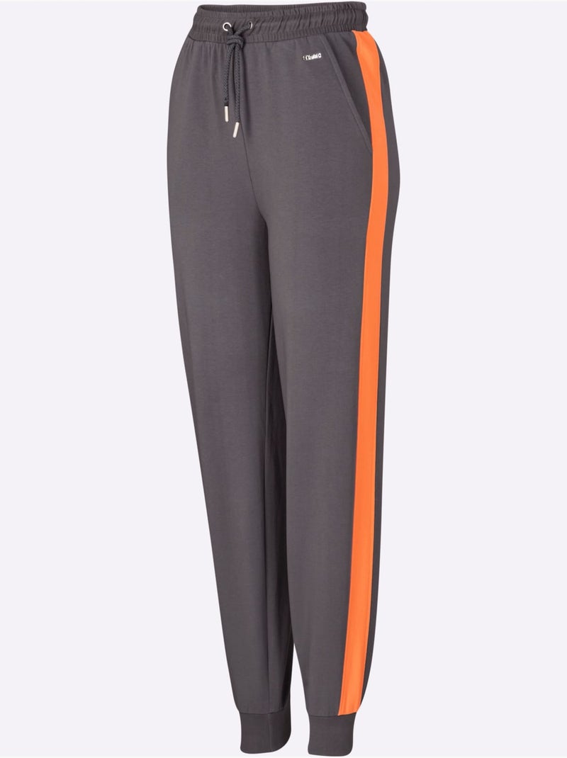 Pantalon à Ceinture élastique Matière Sweat - Taille Standard - Witt Gris Orange - Kiabi